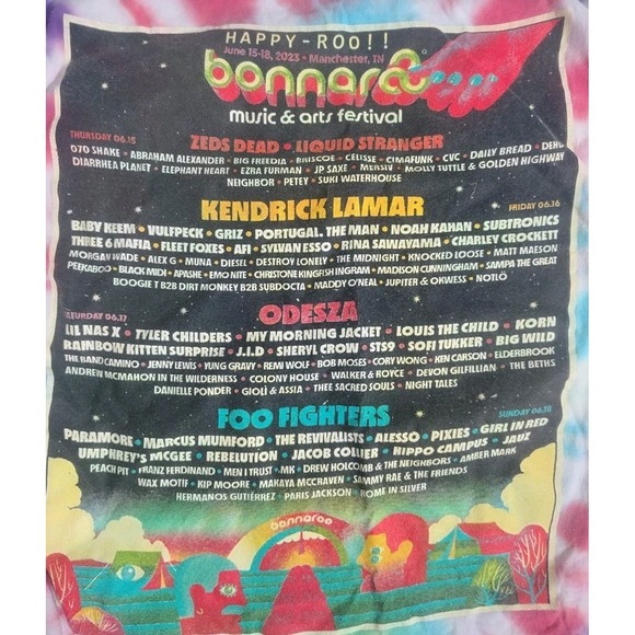 2023 Bonnaroo Music & Arts Festival T Small Foo Fighters, Kendrick Lamar, Odesza - Picture 4 of 6